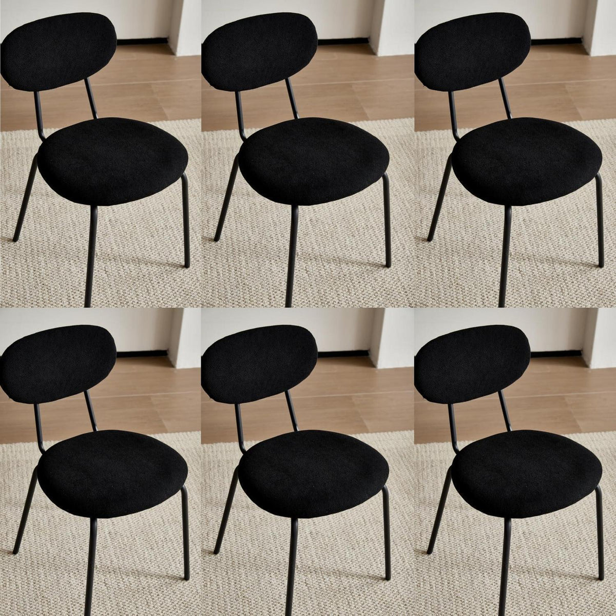 Moderner Esszimmerstuhl 6er Set, Stapelbar & Gepolstert