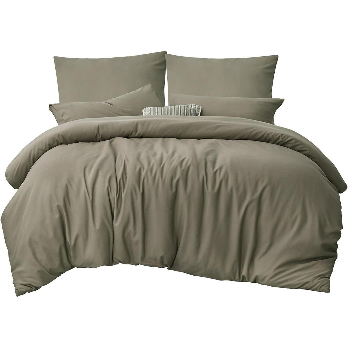 Bettwäsche-Set 220x240cm Taupe Mikrofaser mit Reißverschluss