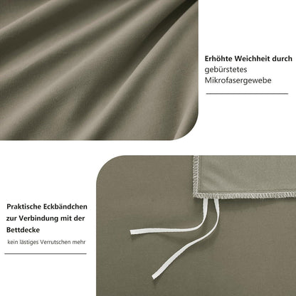 Bettwäsche-Set 220x240cm Taupe Mikrofaser mit Reißverschluss