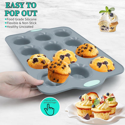 2x Silikon Muffinbackform 12 Tassen – Antihaft & Spülmaschinenfest