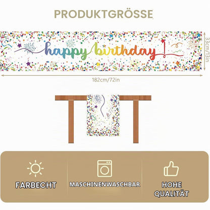 Geburtstag Tischläufer Konfetti Deko 180x35 cm Party Tischdecke