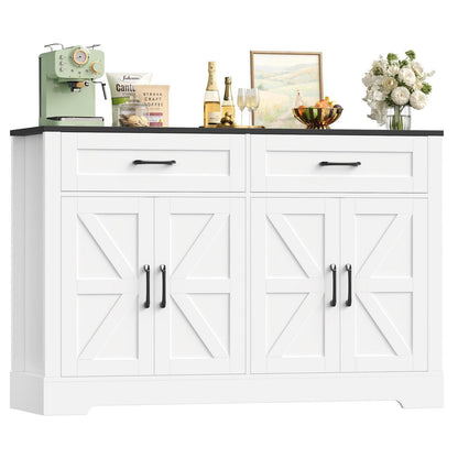 Sideboard Küchenbuffet Schwarz Weiß mit Schubladen & Türen