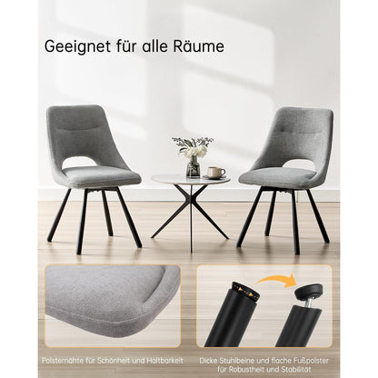 Drehbarer Esszimmerstuhl Set 6 | Kaschmir-Stoff, Ergonomisch & Bequem
