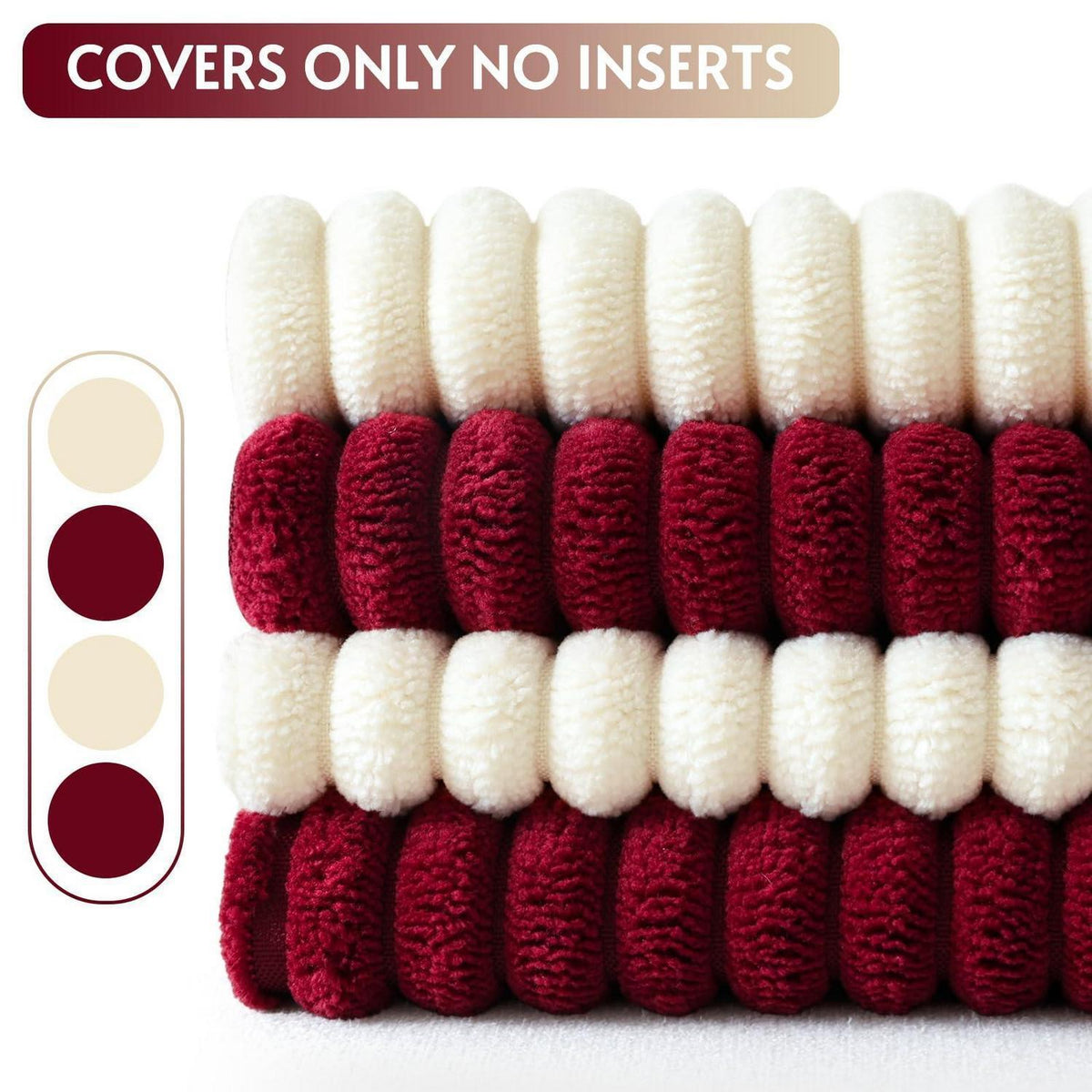 Cord Kissenbezüge 4er Set – 40x40 cm Creme Beige Burgund