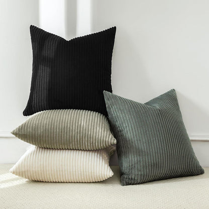 4er Set Cord Kissenbezüge 40x40 cm Schwarz Grau