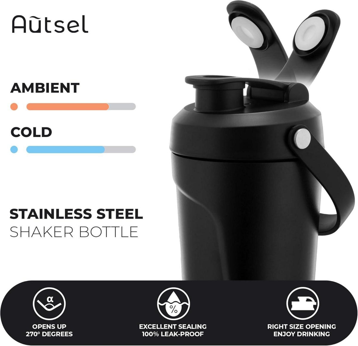 Edelstahl Protein Shaker 750ml mit Kugel BPA frei Vakuum Isolierbecher