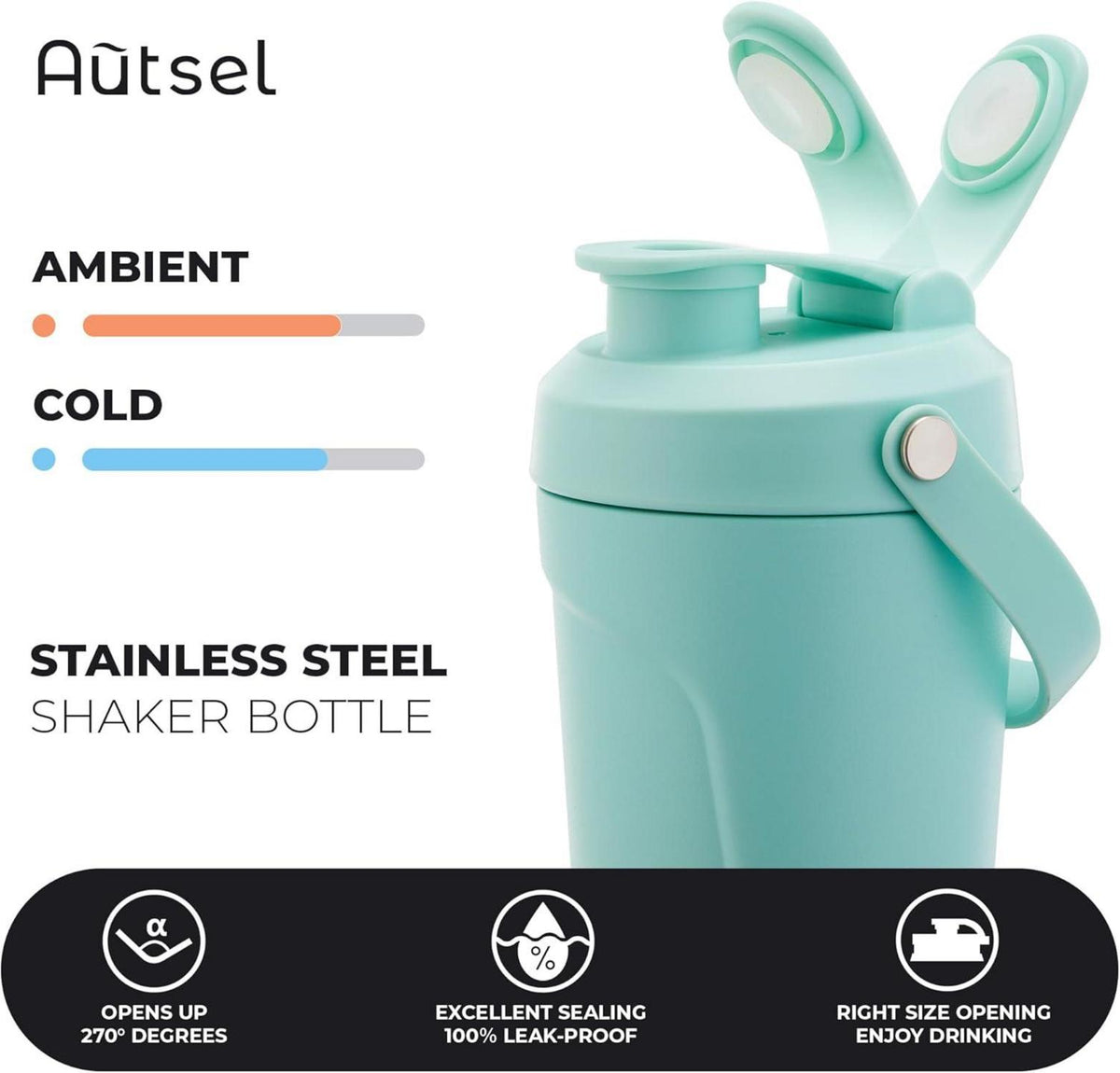 Protein Shaker Edelstahl 750ml mit Kugel BPA frei Fitness Shaker Vacuum Islators Becher