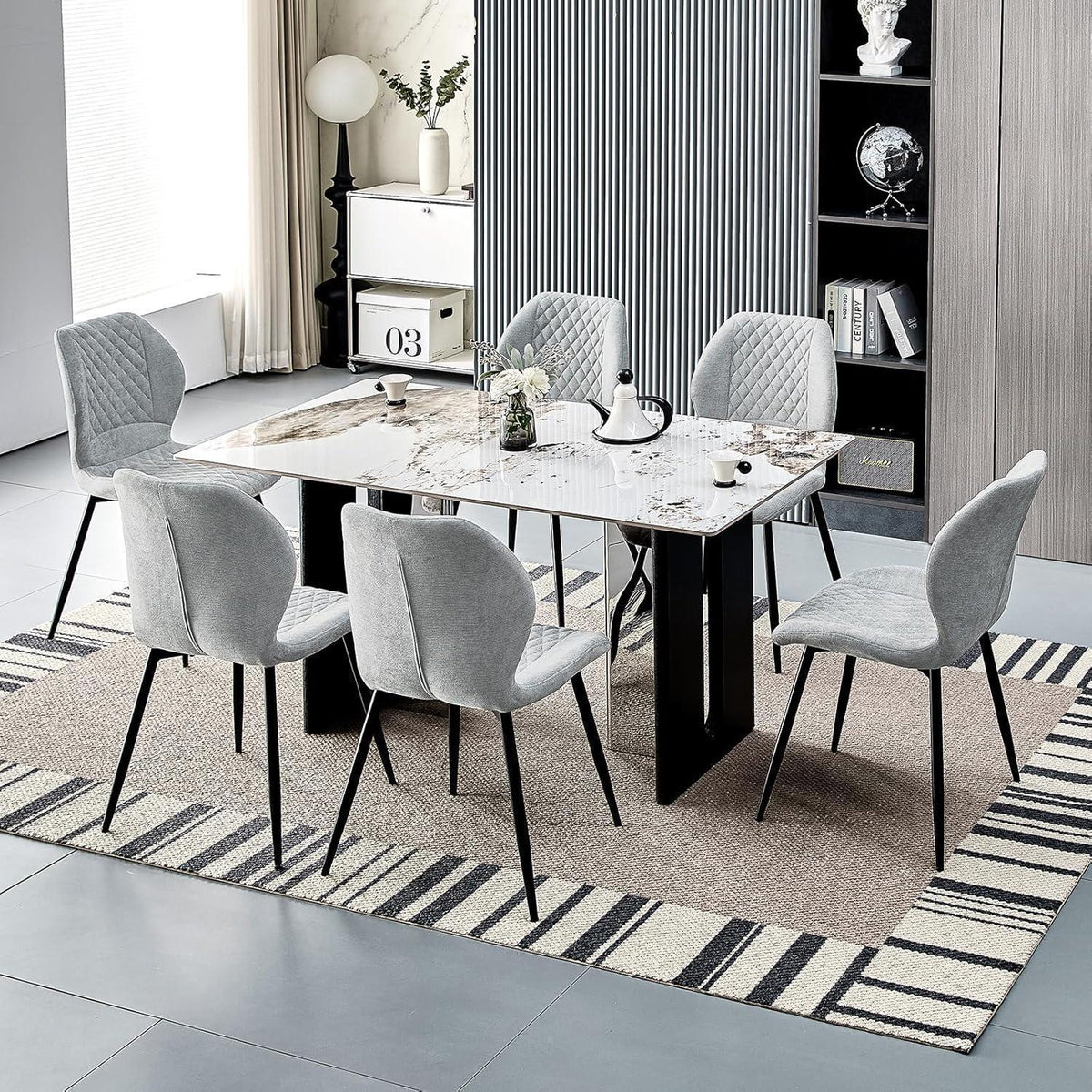 Gepolsterte Esszimmerstühle 6er Set Grau – Modern & Ergonomisch