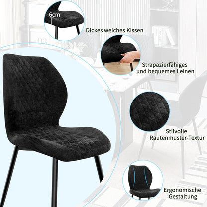 Gepolsterte Esszimmerstühle 2er Set – Modern & Ergonomisch Schwarz