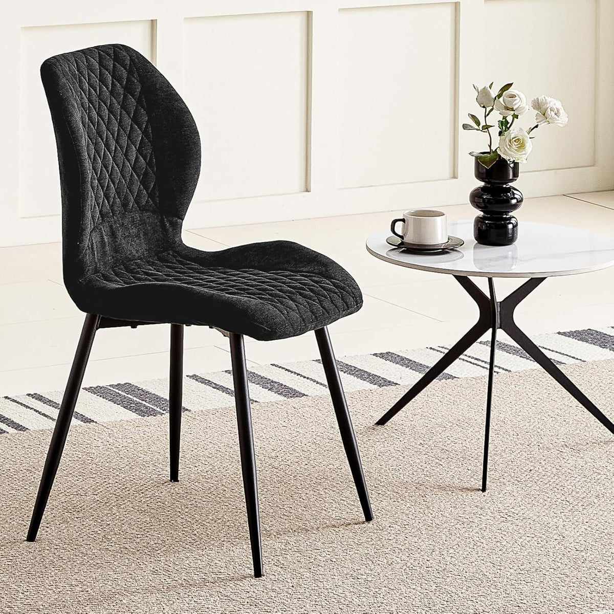 Gepolsterte Esszimmerstühle 2er Set – Modern & Ergonomisch Schwarz