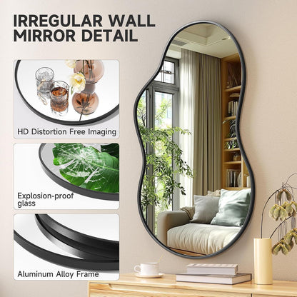 Asymmetrischer Wandspiegel Schwarz 60x90cm – Moderne Wanddekoration