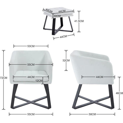Vintage Samt Sessel mit Hocker – Loungesessel für Wohnzimmer