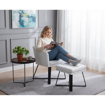 Vintage Samt Sessel mit Hocker – Loungesessel für Wohnzimmer