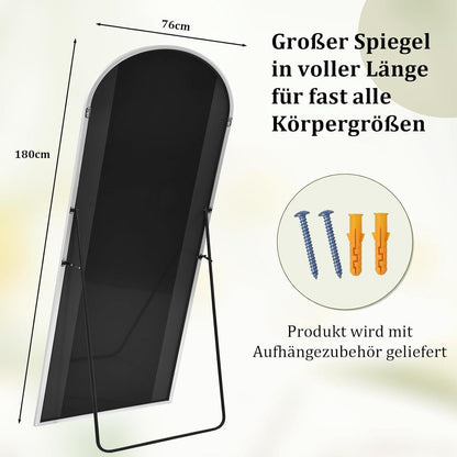 Großer Bogen-Ganzkörperspiegel | Stand- & Wandspiegel 180x76cm