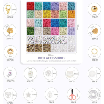 Perlen Set für Armbänder Pastell 3mm mit Buchstabenperlen