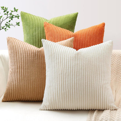 Cord Kissenbezüge 4er Set 45x45 cm Orange Grün