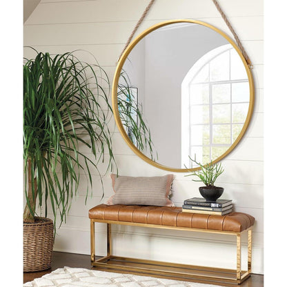 Runder Wandspiegel Bauernhausstil Gold 70x70cm