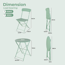 Bistro Set Grün 3-teilig klappbar wetterfest für Balkon & Garten