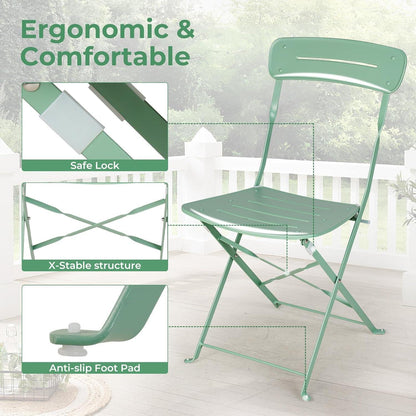 Bistro Set Grün 3-teilig klappbar wetterfest für Balkon & Garten