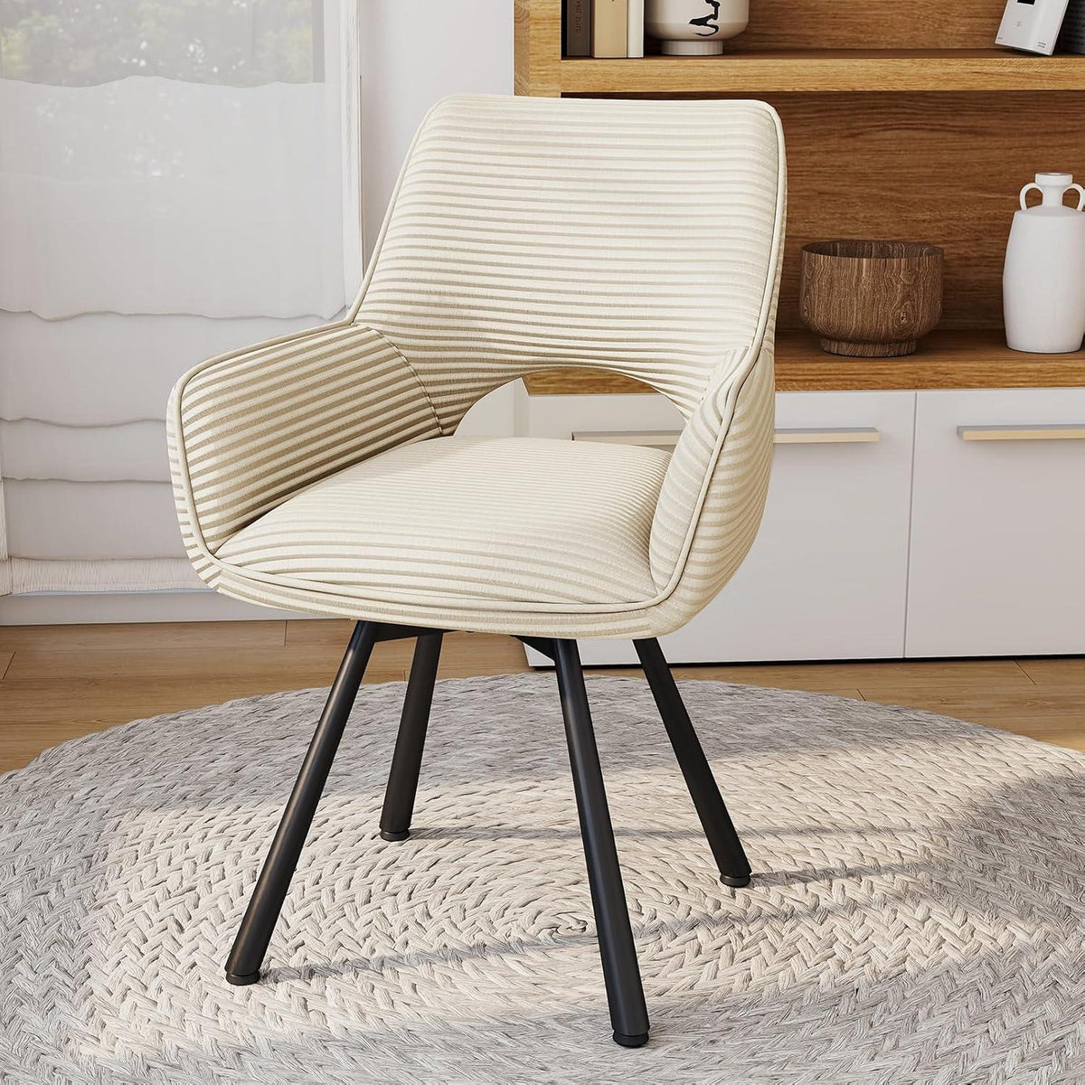 Drehbarer Esszimmerstuhl Set 6x Samt, Beige & Metallbeine