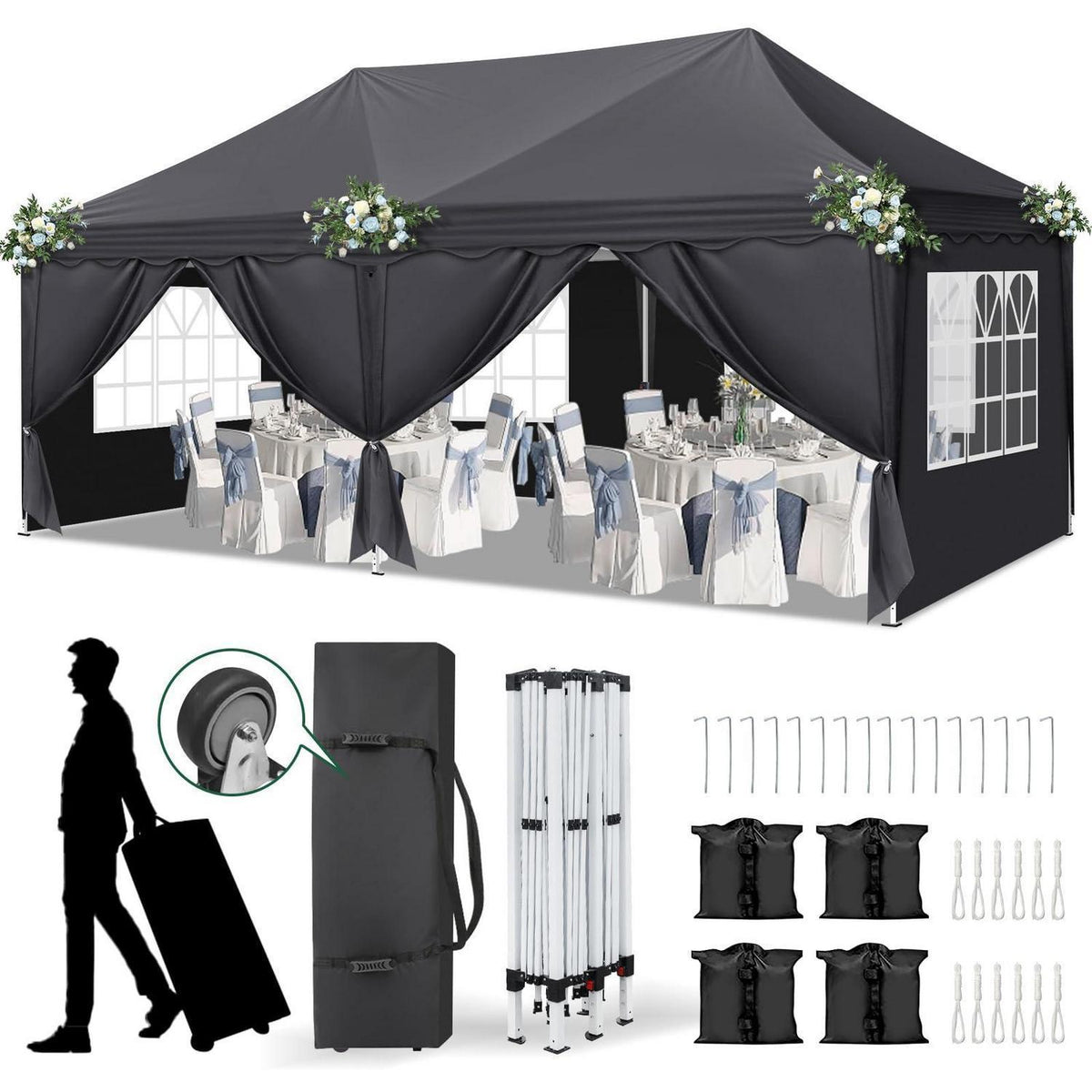 Faltpavillon 3x6m mit Zubehör – Partyzelt für Garten & Events