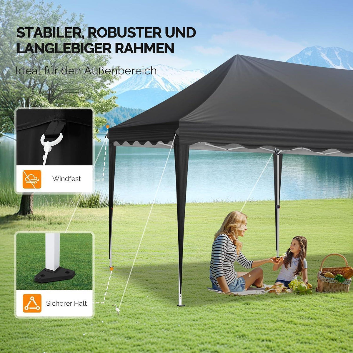 Faltpavillon 3x6m mit Zubehör – Partyzelt für Garten & Events