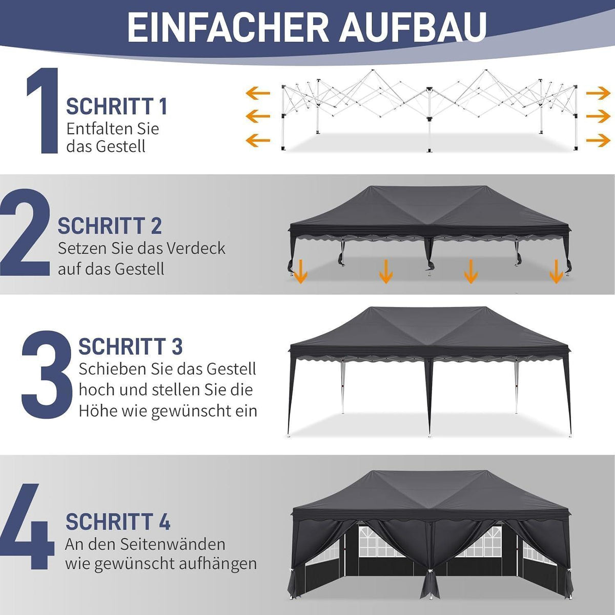 Faltpavillon 3x6m mit Zubehör – Partyzelt für Garten & Events