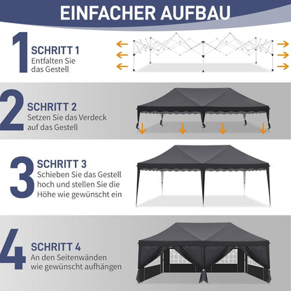 Faltpavillon 3x6m mit Zubehör – Partyzelt für Garten & Events