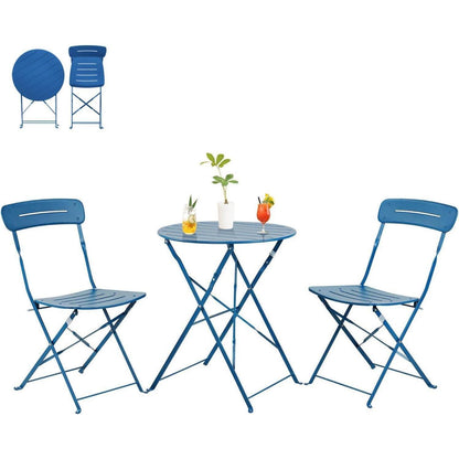 Bistro Set 3-teilig blau mit 2 Stühlen und Tisch, wetterfest