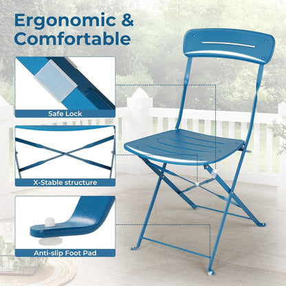 Bistro Set 3-teilig blau mit 2 Stühlen und Tisch, wetterfest