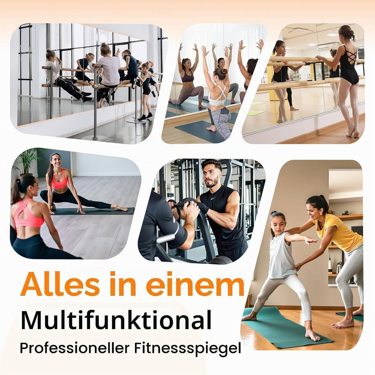 Großer Ganzkörperspiegel 245x100cm – Fitnessraum, Yoga, Wandspiegel