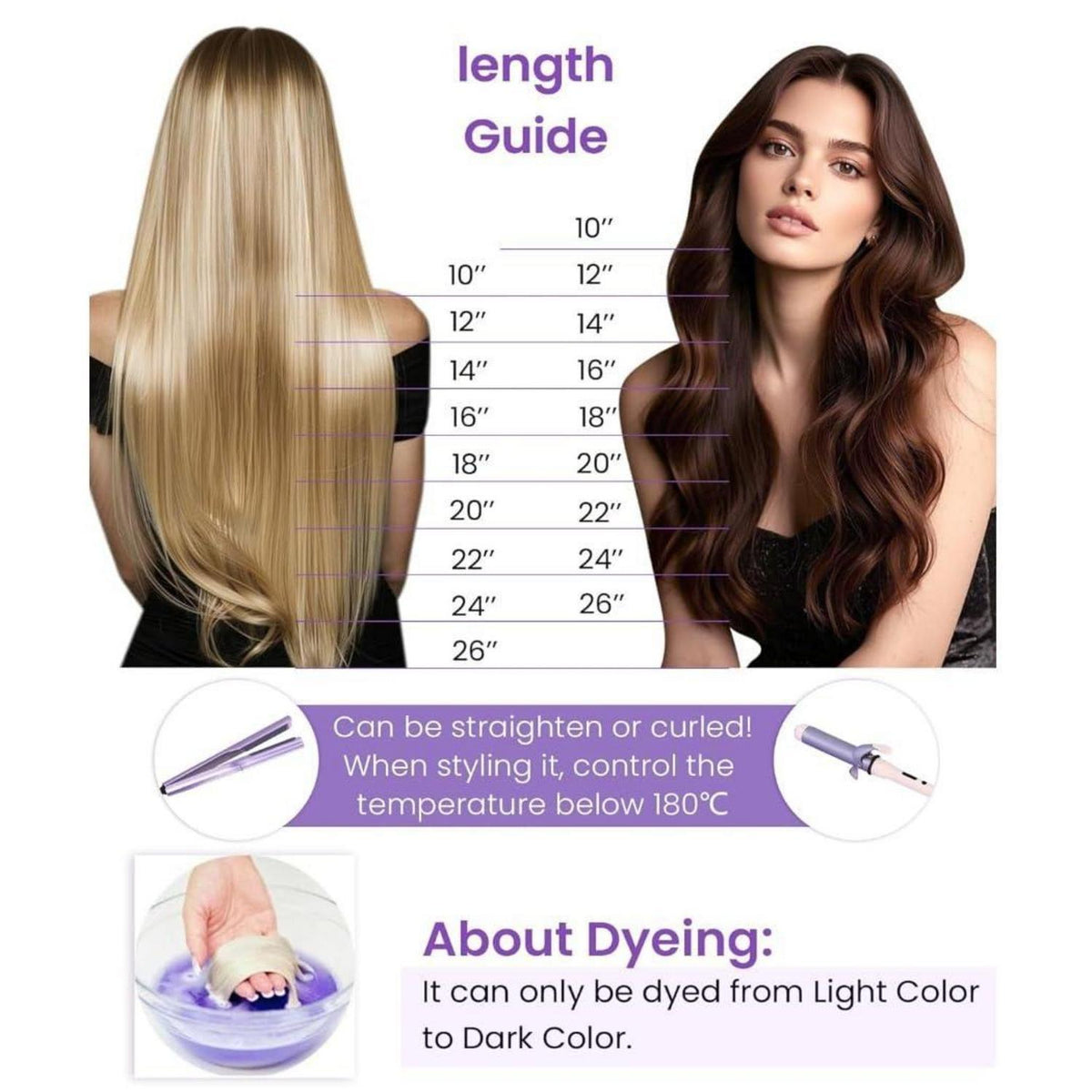 Echthaar Tressen Balayage Schwarz Silber 45cm