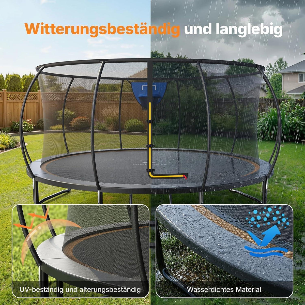 Outdoor Trampolin mit Sicherheitsnetz & Basketball 427cm