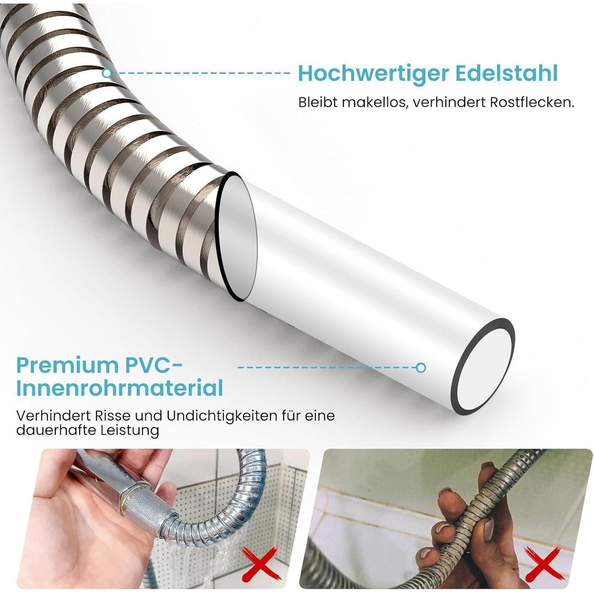Edelstahl Duschschlauch 1,8m – Flexibel & Verwirrungsfrei