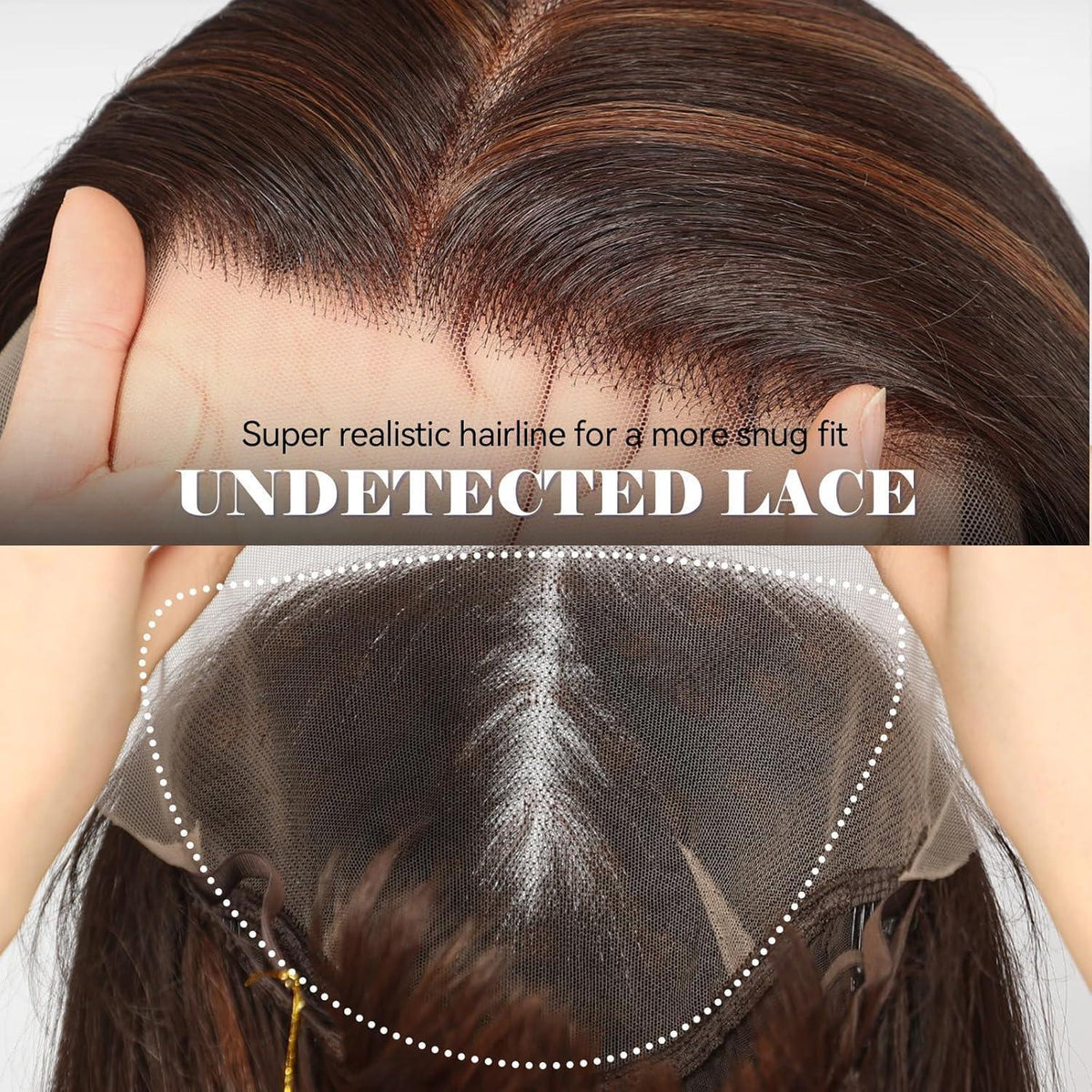 Braune Bob-Perücke mit Highlights, 25cm, HD Lace-Front