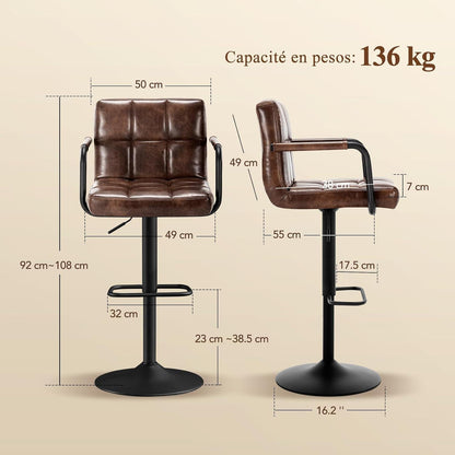 Barhocker Set 4er – Höhenverstellbar, Dunkelbraun