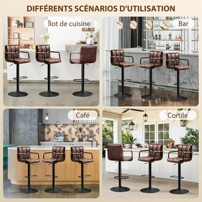 Barhocker Set 4er – Höhenverstellbar, Dunkelbraun