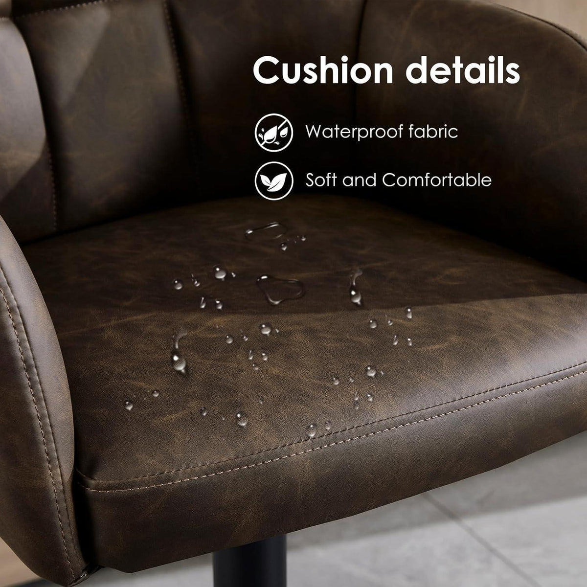 Moderner Barhocker 2er Set, höhenverstellbar & gepolstert in Lederoptik