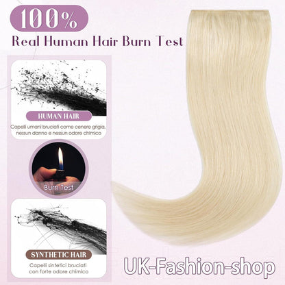 Blond Clip-in Echthaarverlängerung 55cm #60 Platinblond