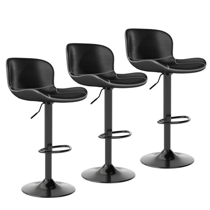 Verstellbarer Barhocker Set (3er) – Schwarz in Lederoptik
