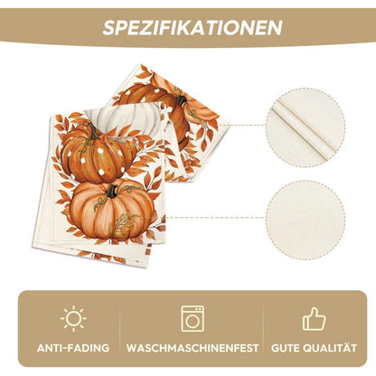 Herbst Tischläufer mit Kürbis-Motiv, 40x180 cm, Beige