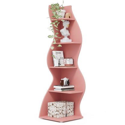 5-stufiges Eckregal Rosa – Bücherregal & Pflanzenständer