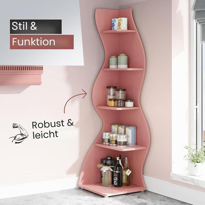 Modernes Eckregal 5-Ebenen - Weißes Bücherregal für Zuhause