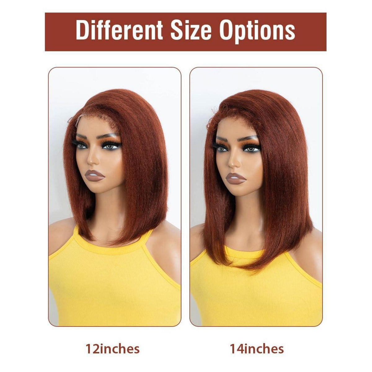 Echthaar Bob Perücke Kinky Straight mit Babyhaar 45cm