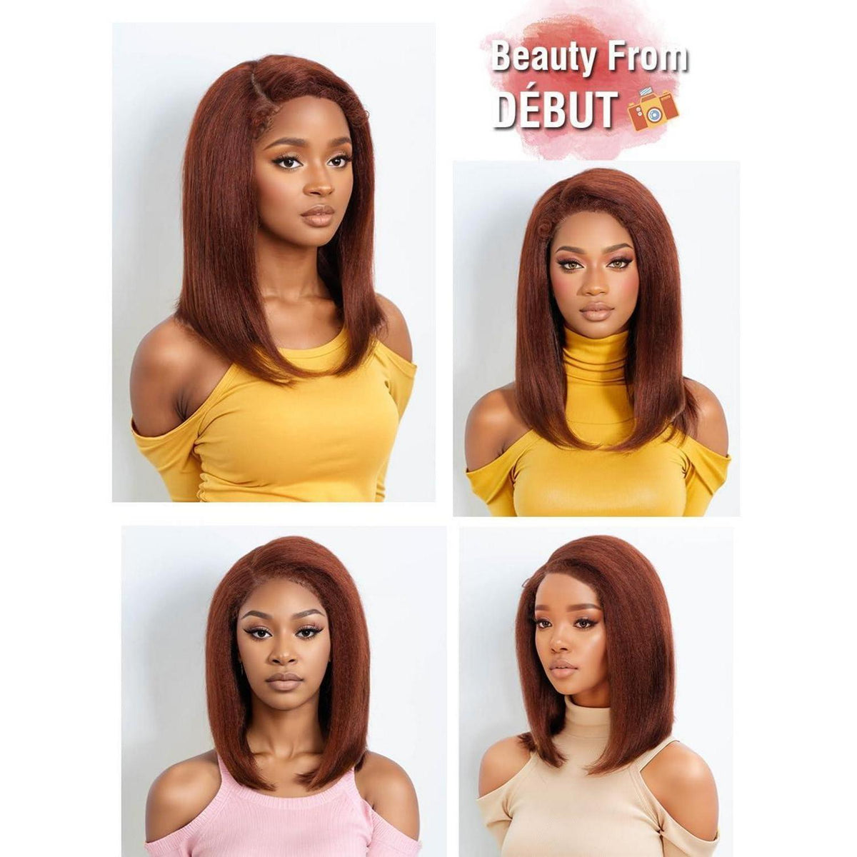 Echthaar Bob Perücke Kinky Straight mit Babyhaar 45cm