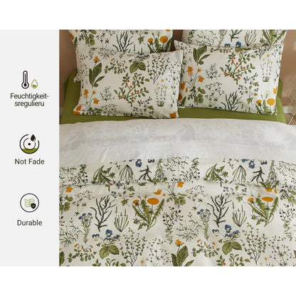 3-teiliges Bettwäsche-Set Blumenmuster 220x240 cm + 2x 80x80 cm