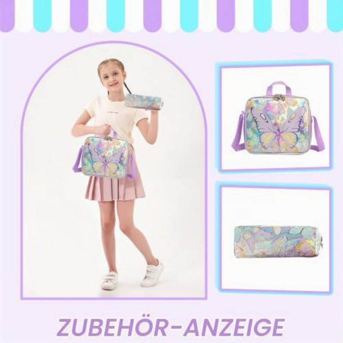 Kinder Trolley Rucksack mit Schmetterling – Schulrucksack auf Rädern