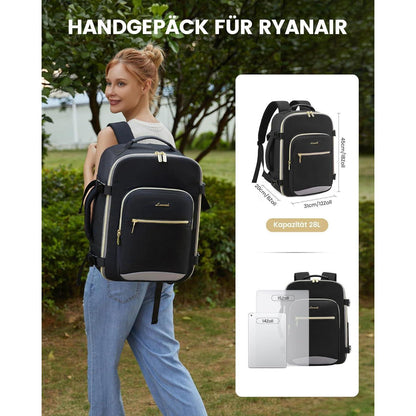 Handgepäck Rucksack 45x36x20cm, Kofferöffnung, Schwarz