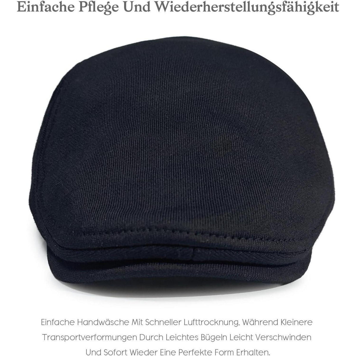 Schiebermütze Herren Baumwolle mit Gummizug – Schwarz