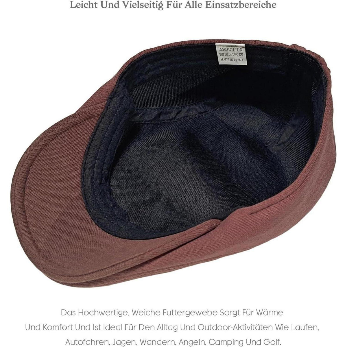 Baumwoll Schiebermütze Herren mit Gummizug – Flatcap Newsboy Cap